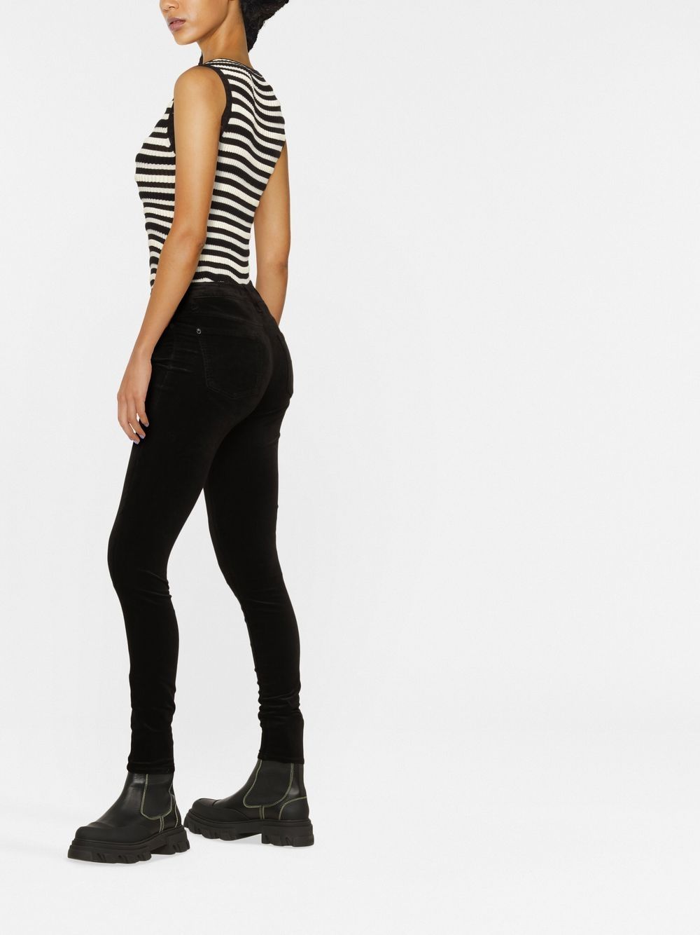 Shop 7 For All Mankind Velvet-effect Skinny Trousers In 黑色