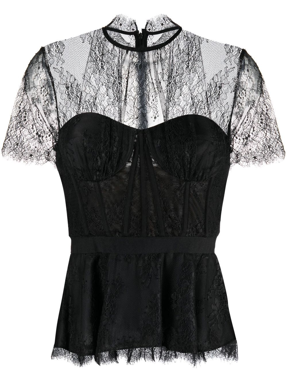 Shop Jonathan Simkhai Kehlani Lace Panel Top In Schwarz