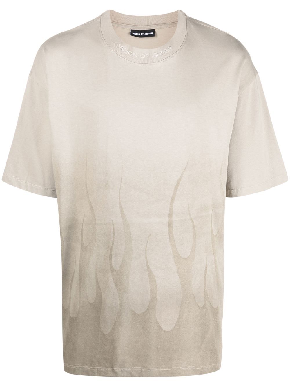 vision of super t-shirt en coton à imprimé flamme - tons neutres