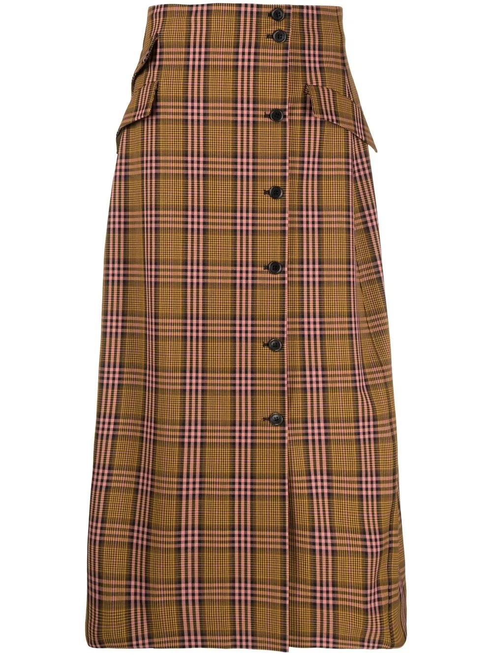 

Henrik Vibskov check midi skirt - Brown