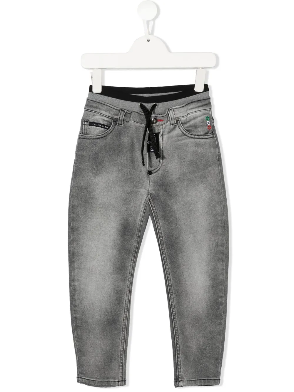 

Philipp Plein Junior jeans tapered con cordones - Gris