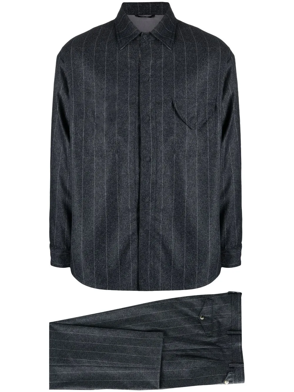 giorgio armani pinstripe-print single-breasted suit - blue