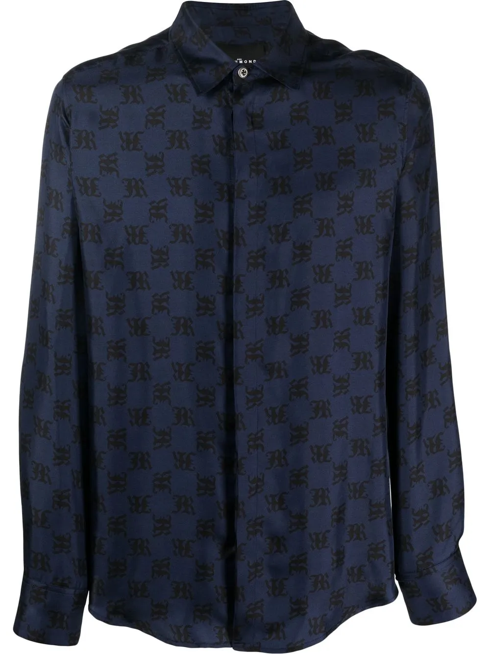 

John Richmond camisa Goth Grid - Azul