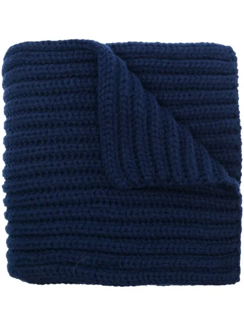 Polo Ralph Lauren ribbed-knit teddy-embroidered scarf