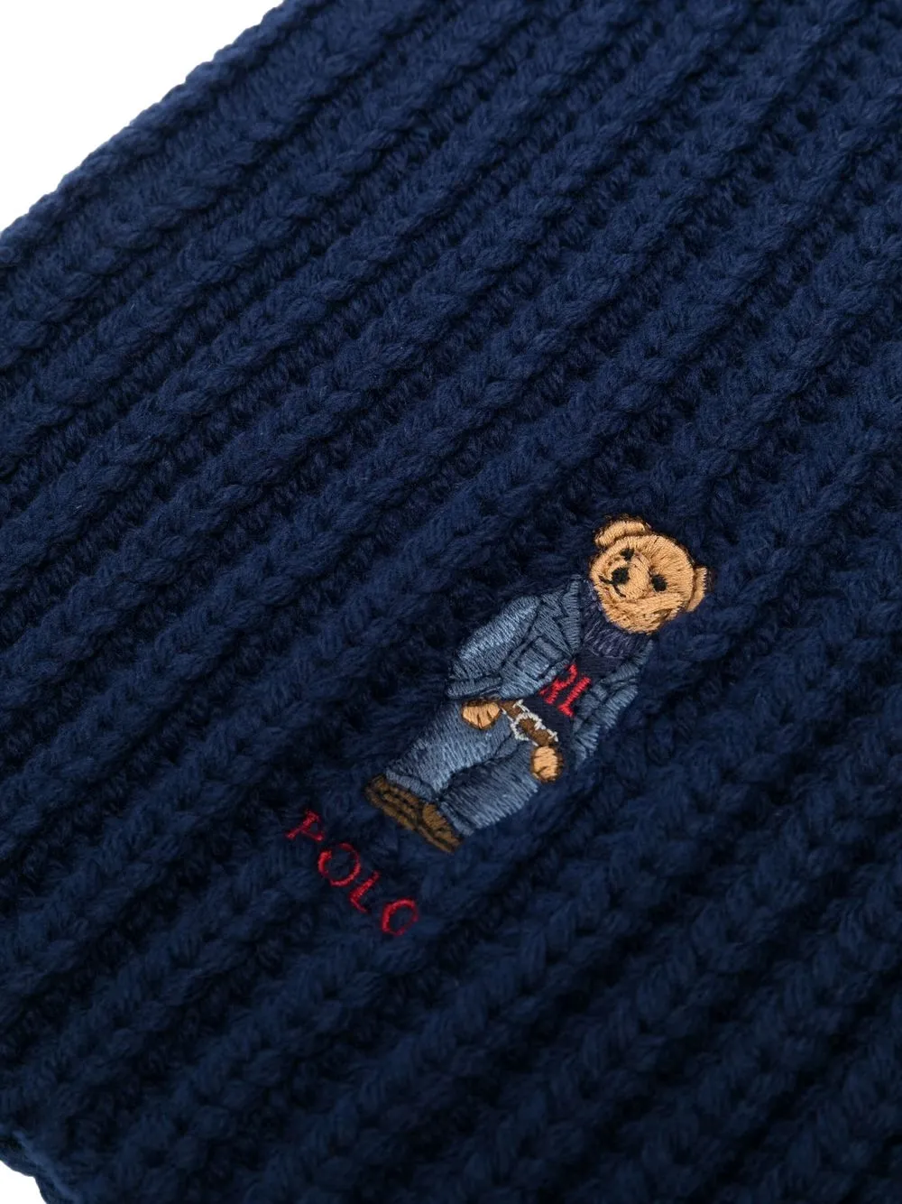 Polo Ralph Lauren ribbed-knit teddy-embroidered scarf | Image 2