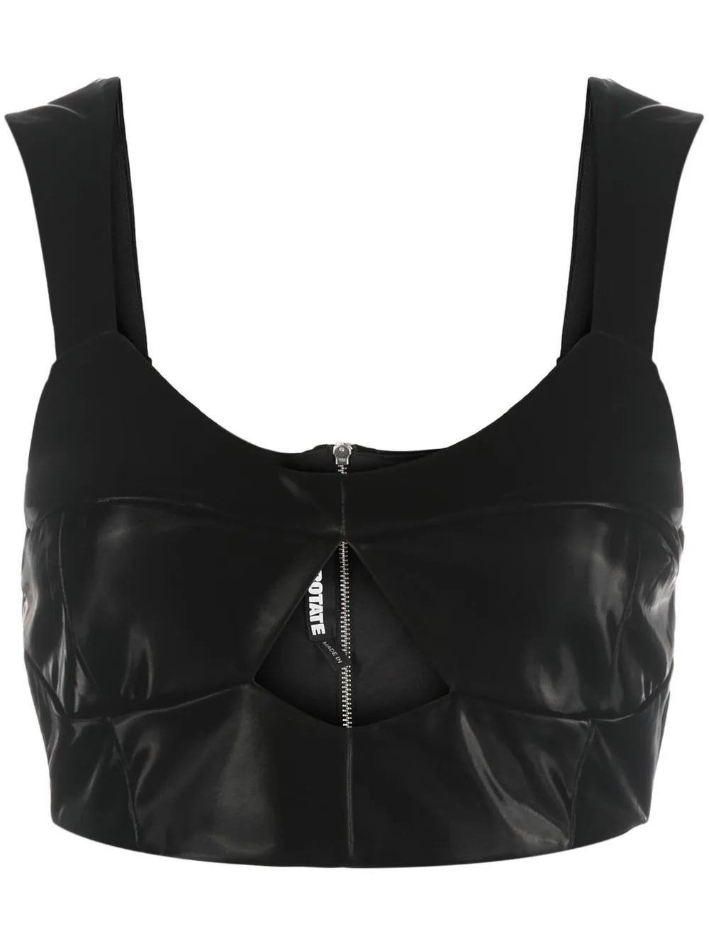 

ROTATE faux leather cropped tank top - Black