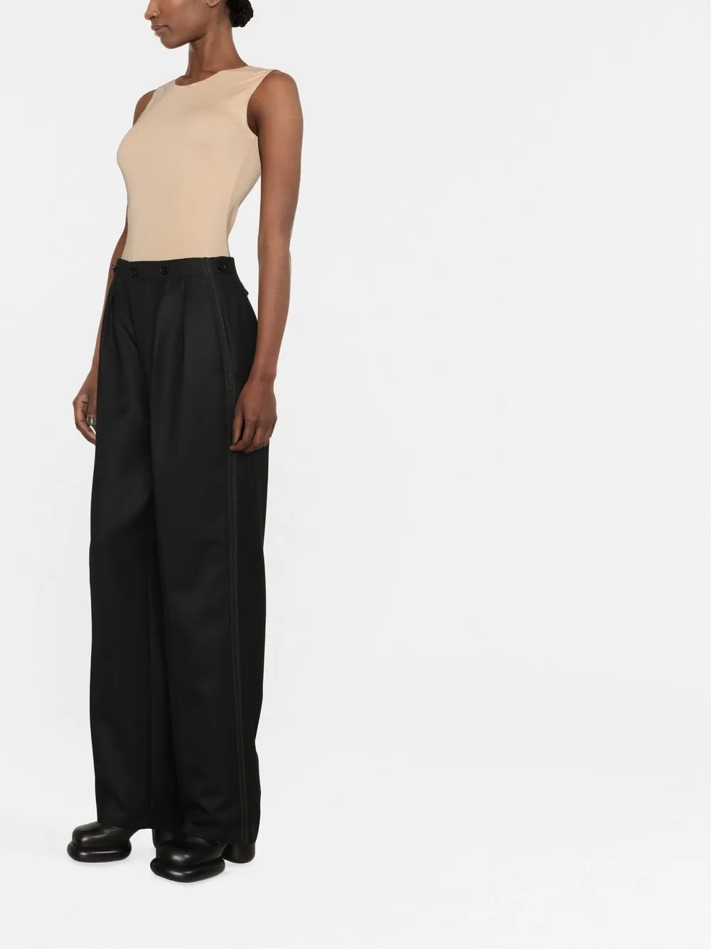 Maison Margiela High-waisted Tailored Trousers In Black