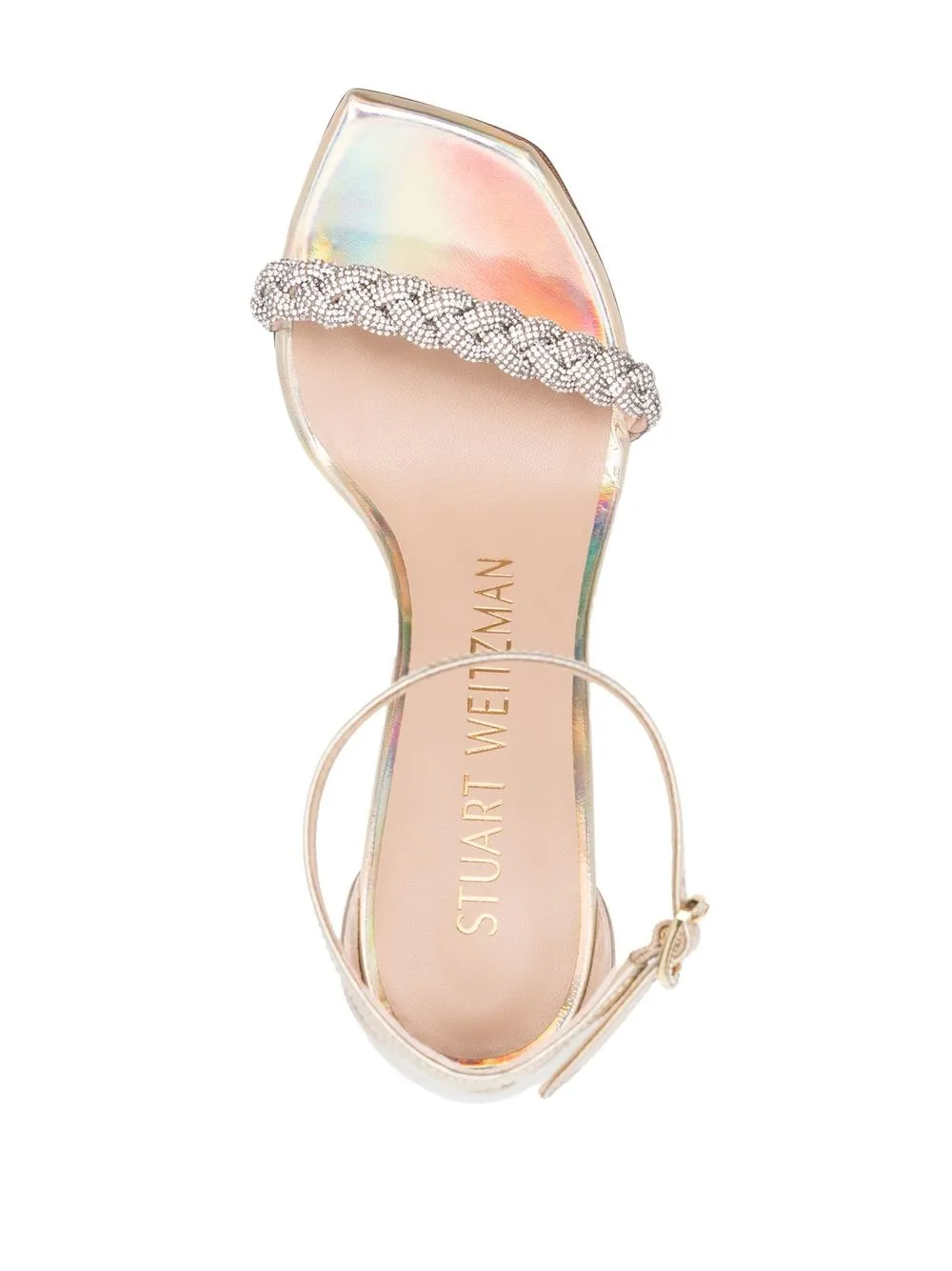 Stuart Weitzman Nudistcur Ve 100 Highshine Sandal In Gold