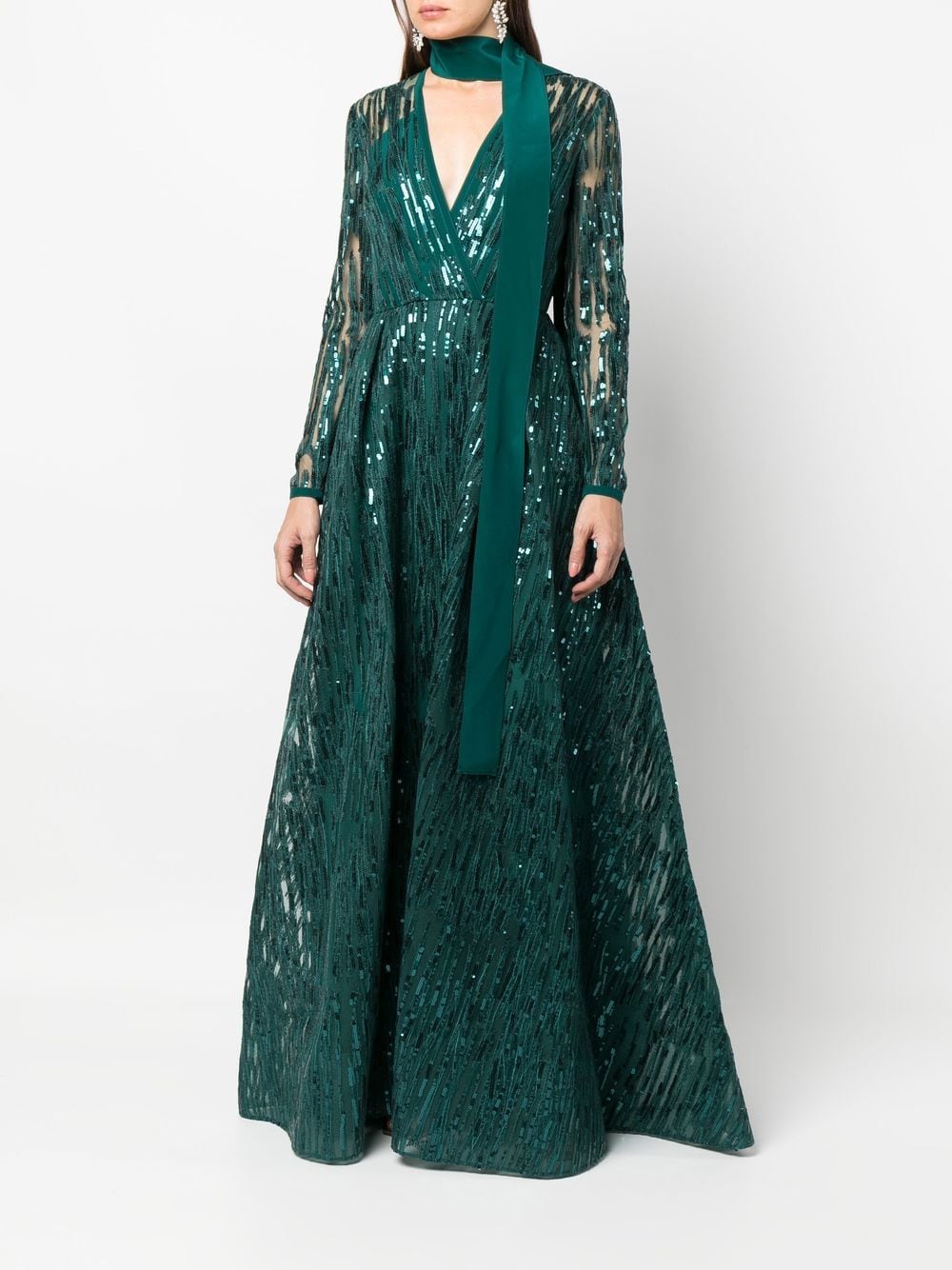 Elie Saab Stripes Embroidered Sequin Dress - Farfetch