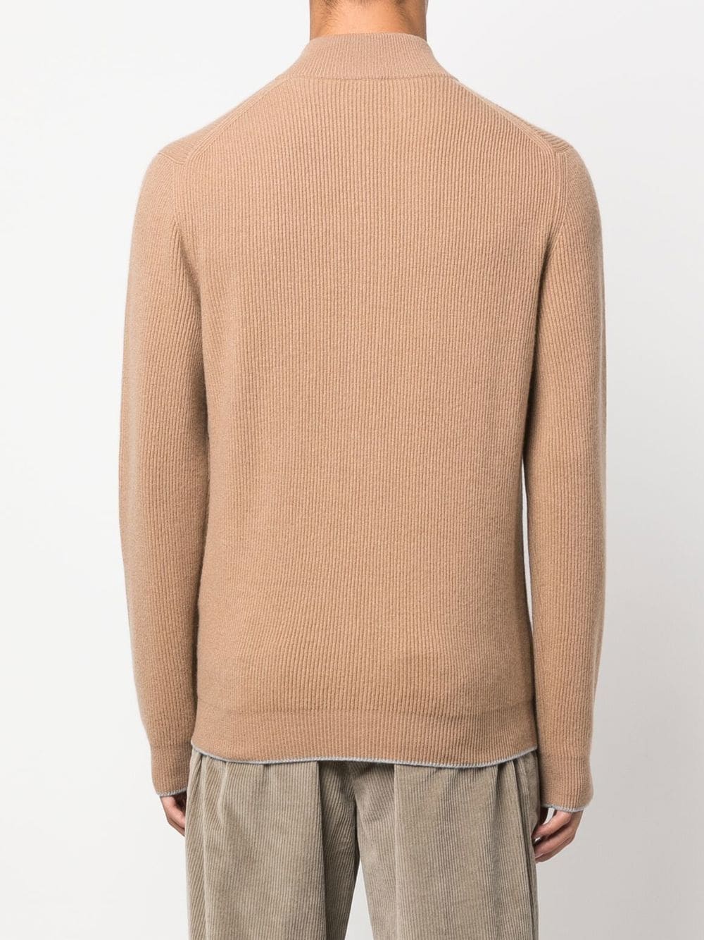 Shop Fedeli Ribbed-knit Cashmere Cardigan In Brown