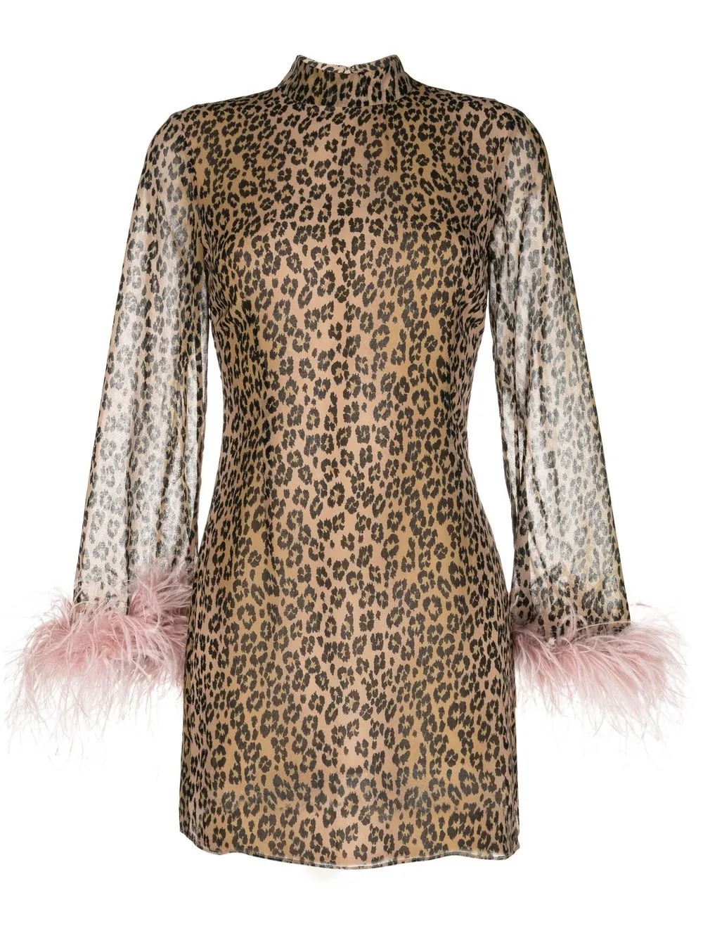 

De La Vali vestido con estampado de leopardo y puños en contraste - Marrón