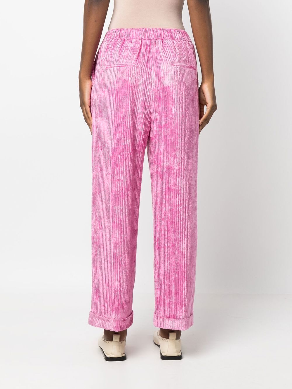 Shop Peserico Plissé-effect Wide-leg Trousers In Pink