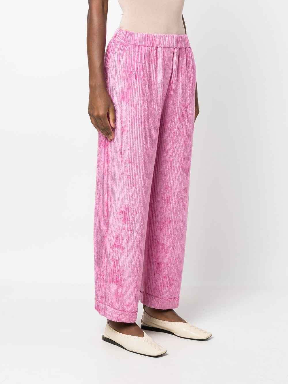 Shop Peserico Plissé-effect Wide-leg Trousers In Pink