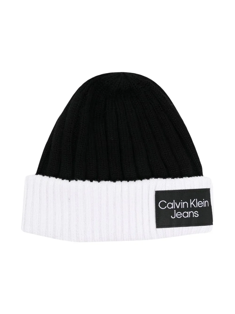 

Calvin Klein Kids gorro tejido de canalé con parche del logo - Negro