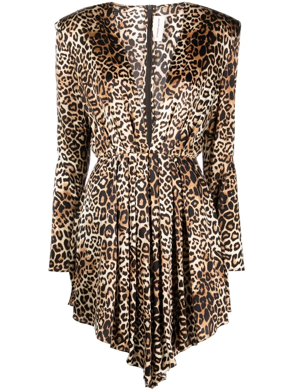 

Alexandre Vauthier vestido midi de seda con estampado de leopardo - Negro