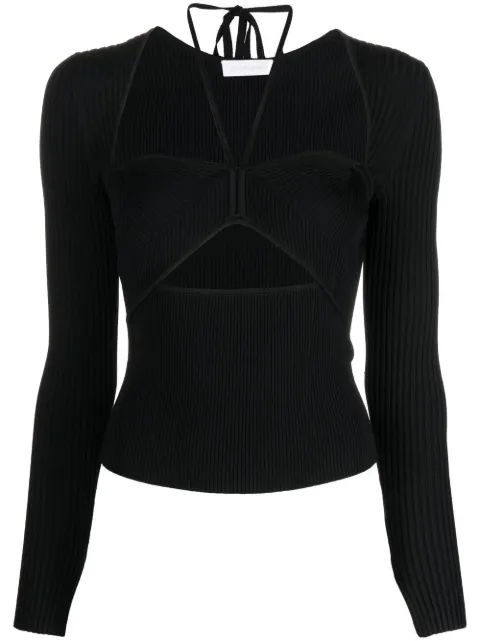 Simkhai Alexia neck-tie ribbed top