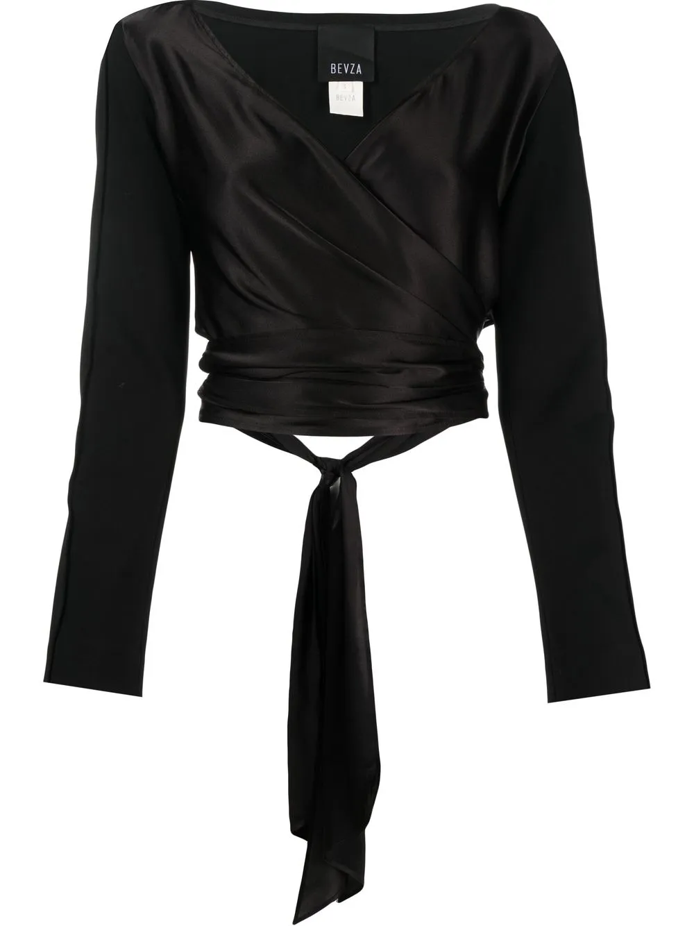 

Bevza top de velour con diseño cruzado - Negro