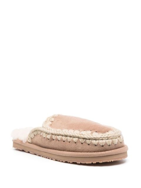 contrast-stitching shearling slippers 