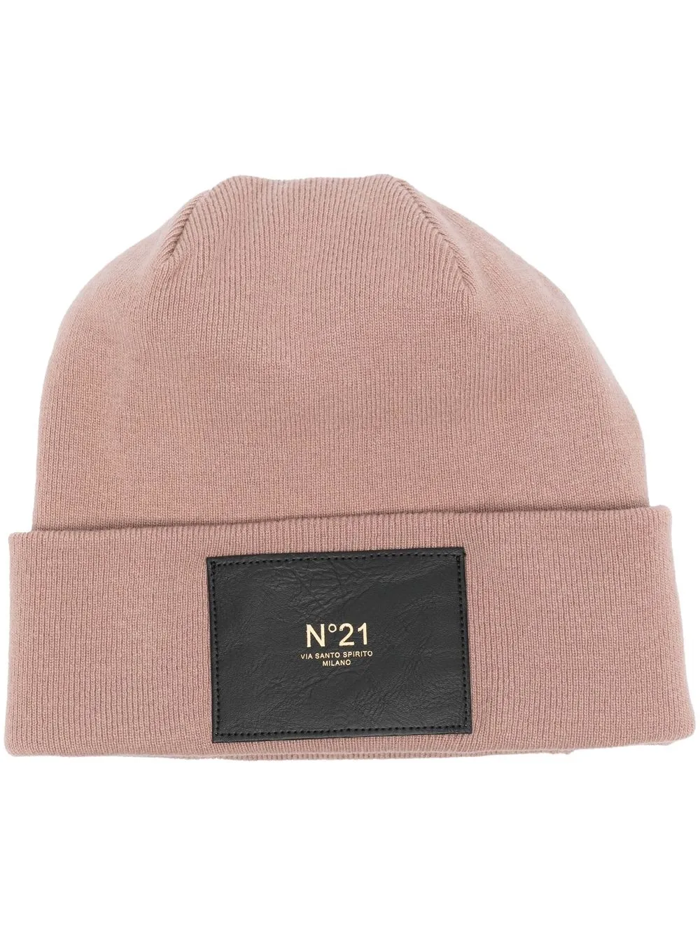 

Nº21 gorro tejido fino con parche del logo - Rosado