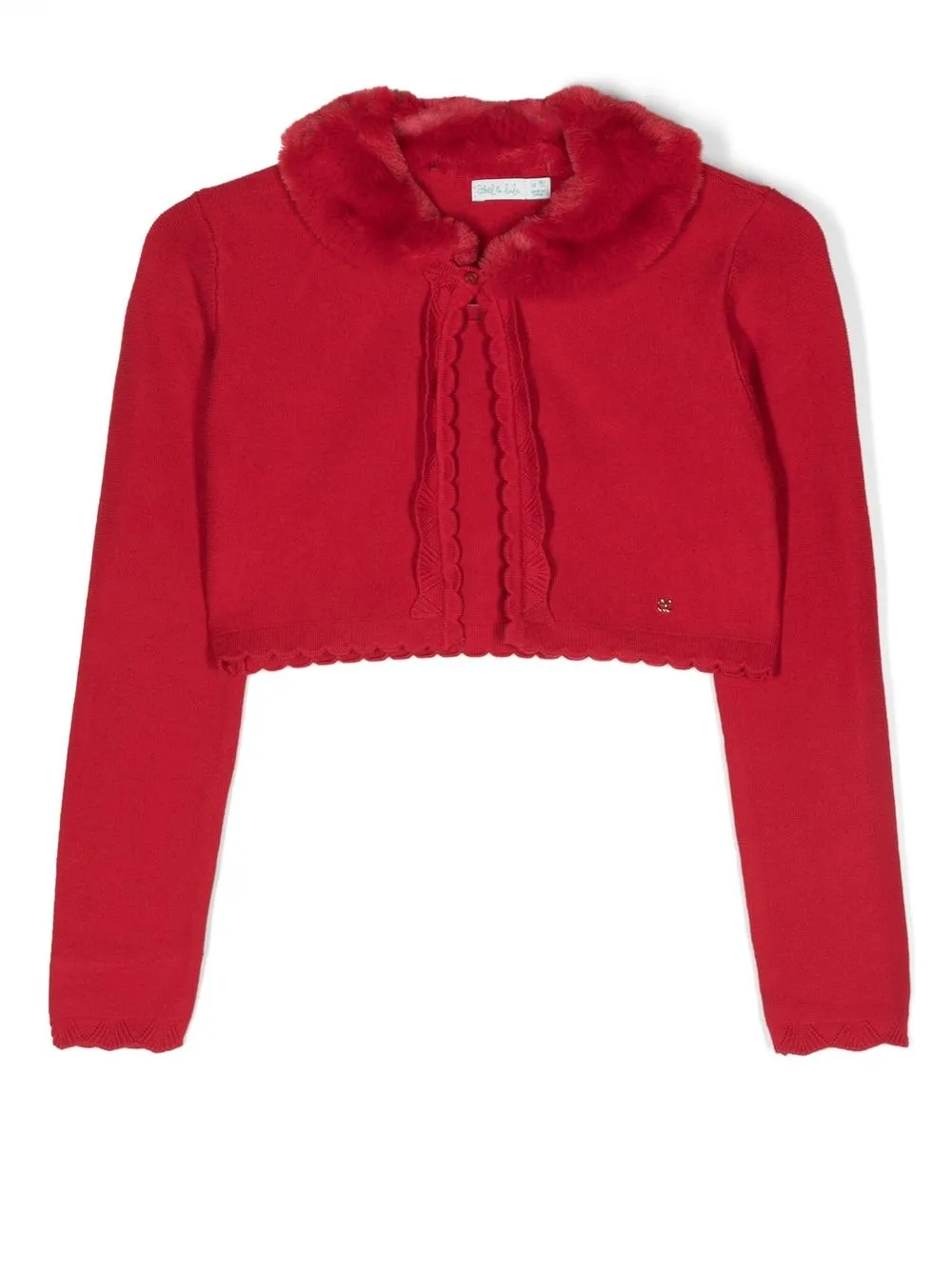 

Abel & Lula TEEN faux-fur trim cropped cardigan - Red