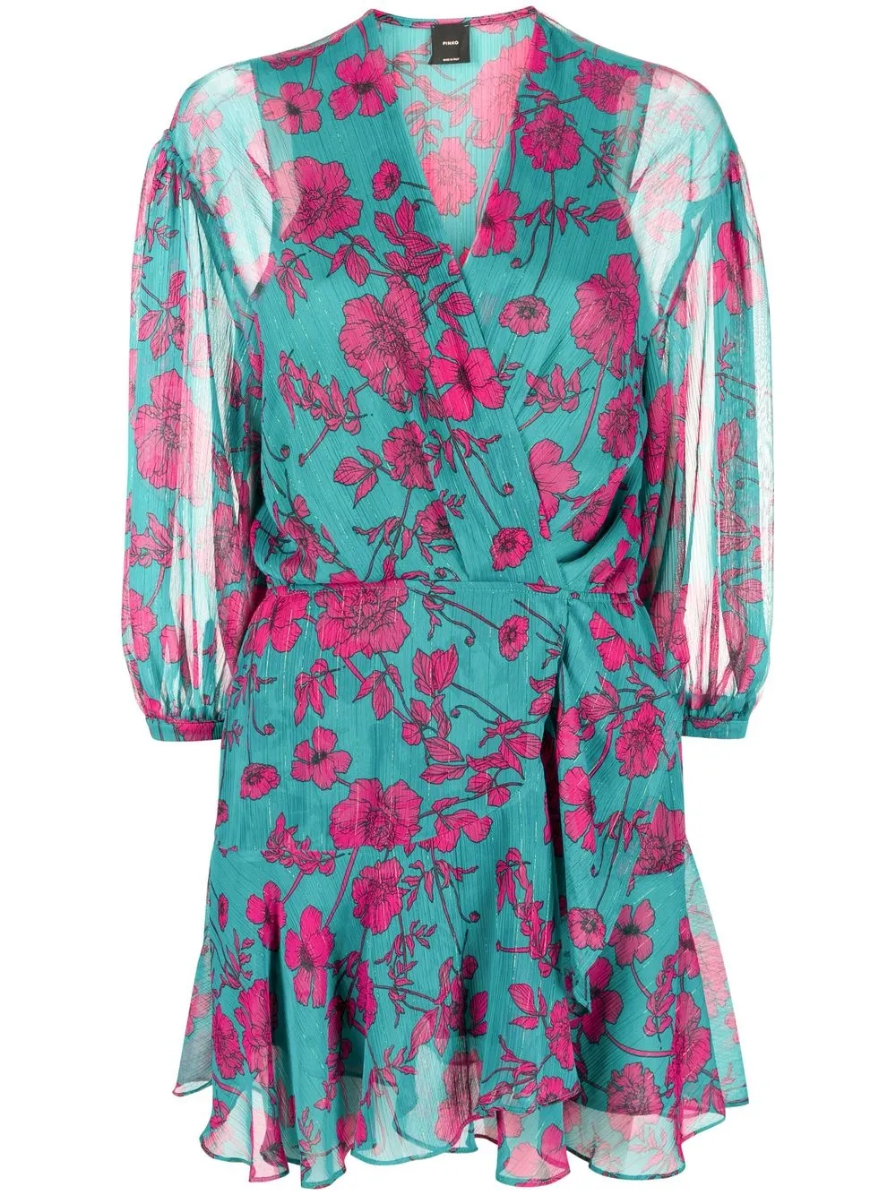 

PINKO floral-print wrap minidress - Green