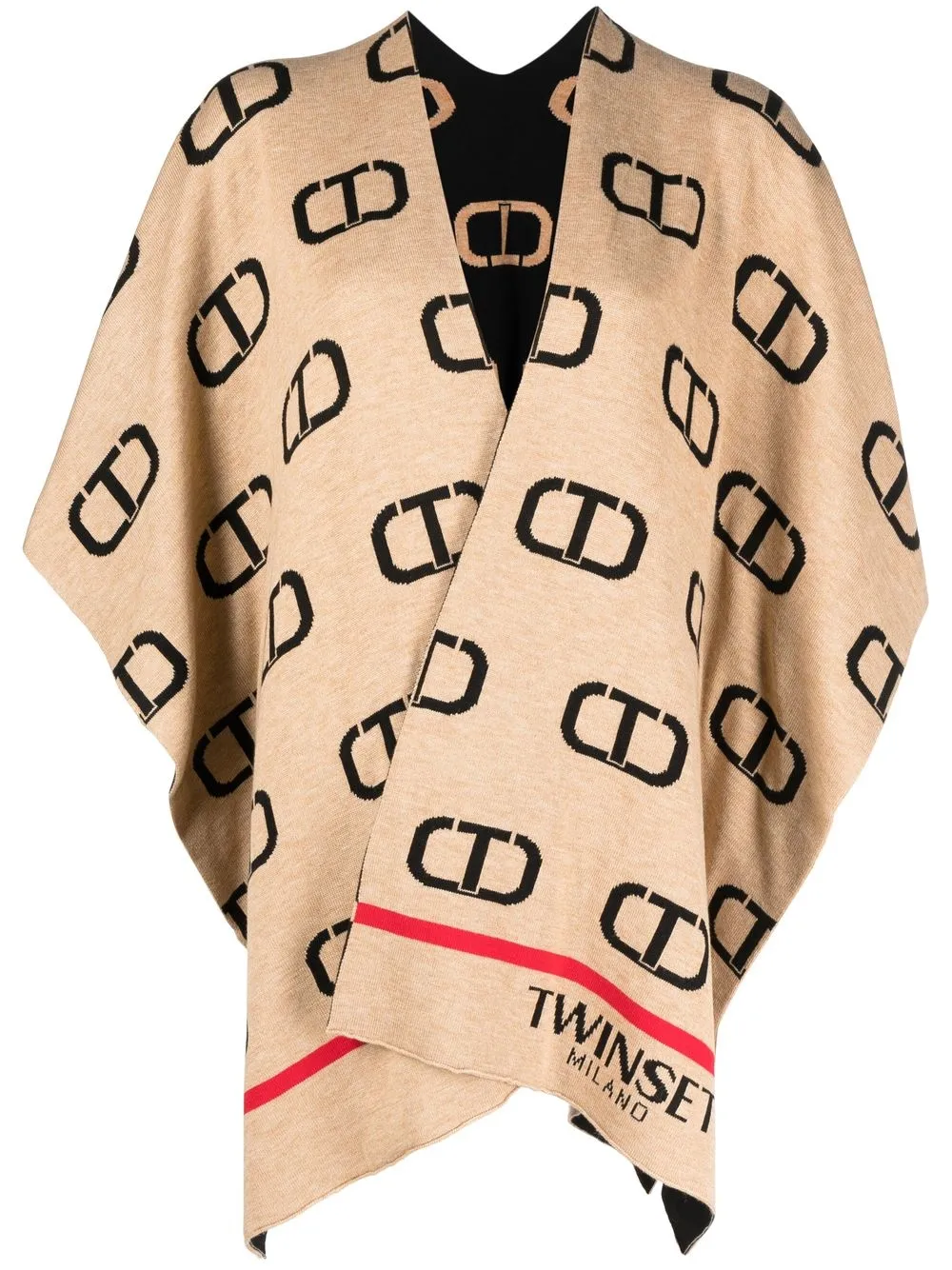 

TWINSET monogram-print cape - Black