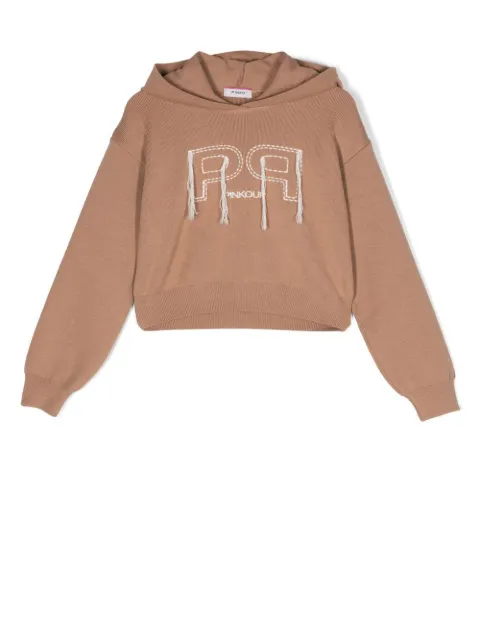 Pinko Kids logo-embroidered knitted hoodie
