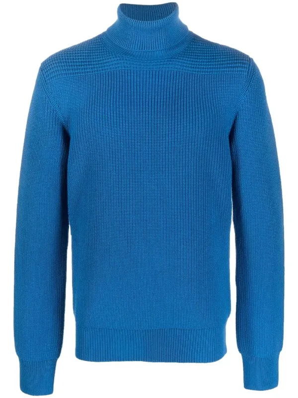 Orlebar Brown Chunky-knit Roll Neck Jumper in Blue