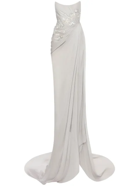 Oscar de la Renta floral-embellished evening gown