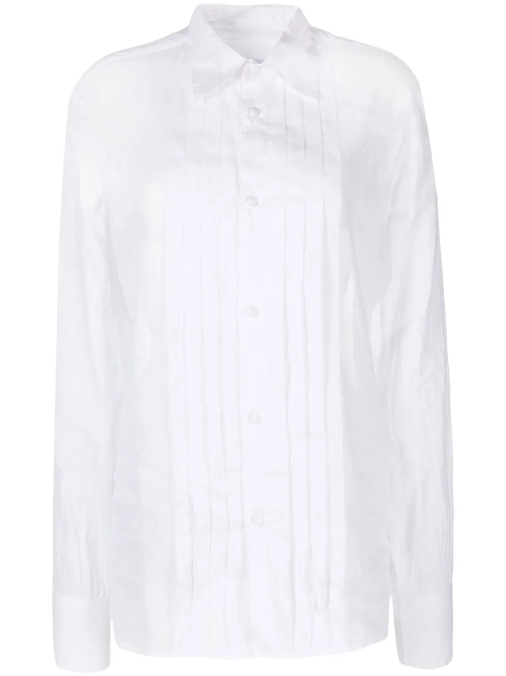 

73 London camisa con pechera plisada - Blanco