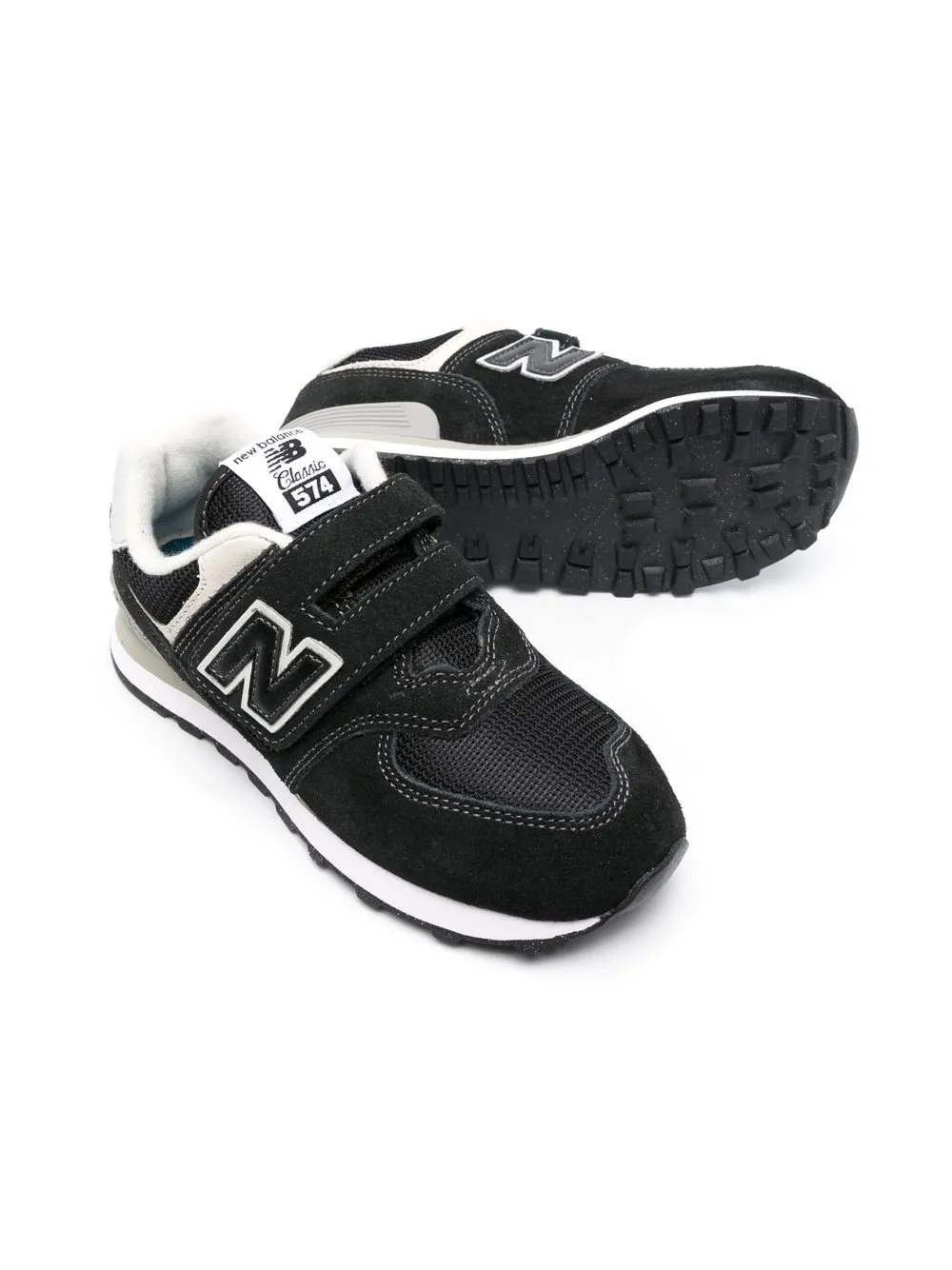 New Balance Kids touch-strap logo-patch sneakers Black