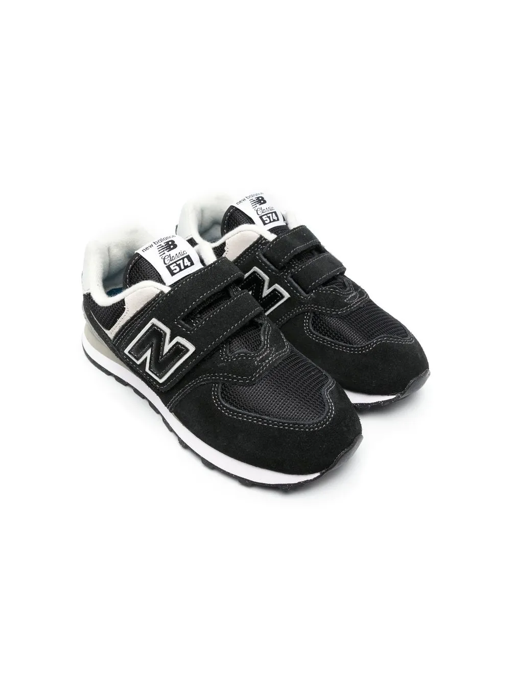 New Balance Kids touch-strap logo-patch sneakers Black