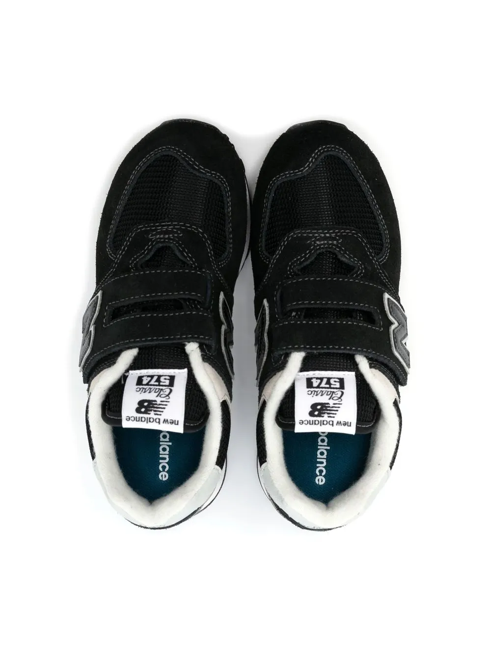 New Balance Kids touch-strap logo-patch sneakers Black