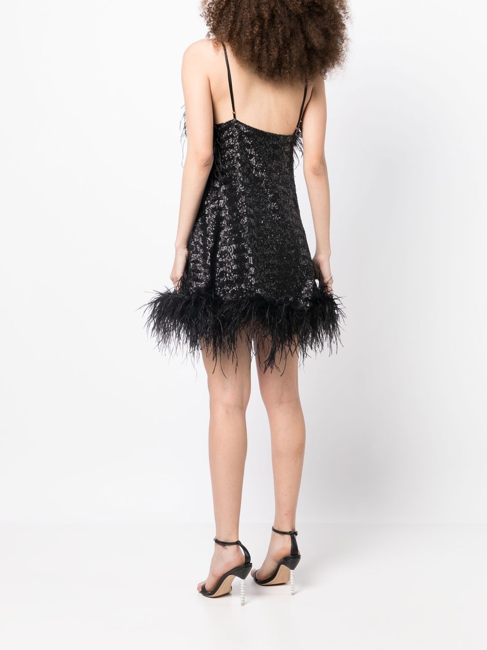 Shop Gilda & Pearl Seraphina Feather-trim Sequin Dress In Black