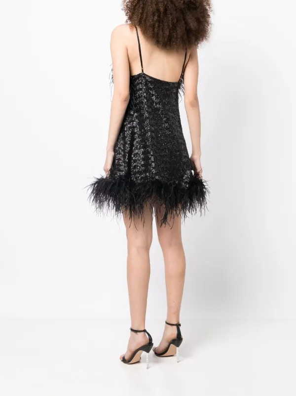 feather trim sequin dress Moda Glam Sequin Mini Dress With Feather Trim