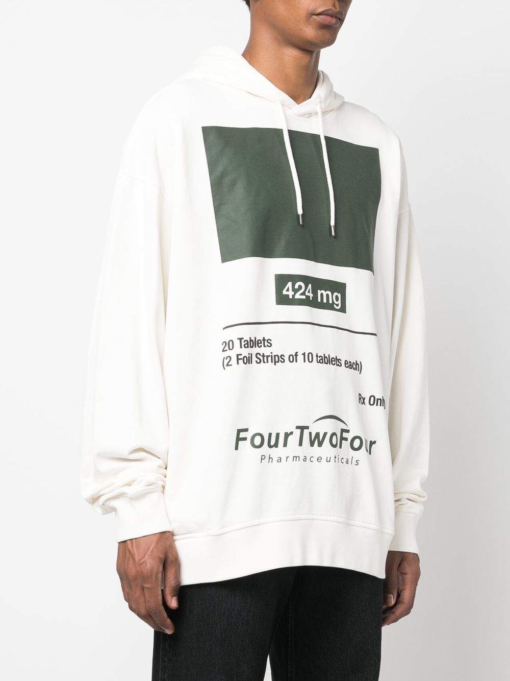 Shop 424 Graphic-print Cotton Hoodie In Weiss