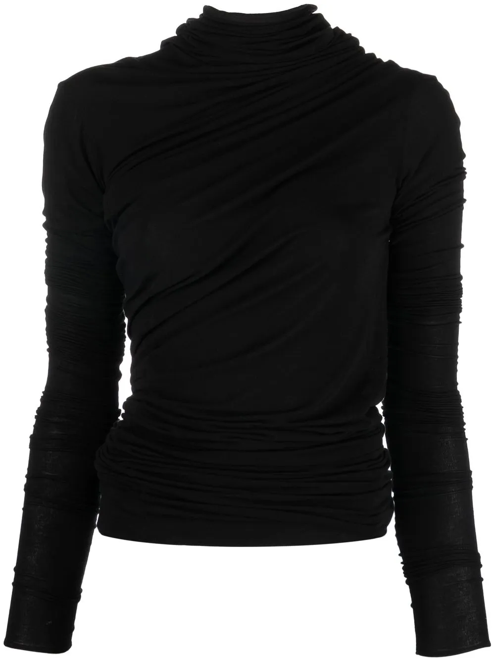 

Ann Demeulemeester top con detalle drapeado y cuello alto - Negro