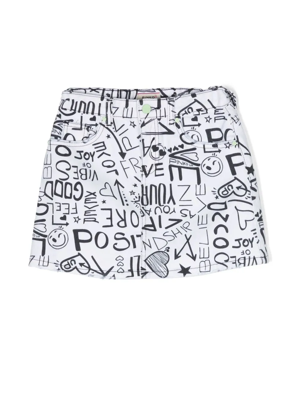 

Pinko Kids cotton-stretch graphic skirt - White