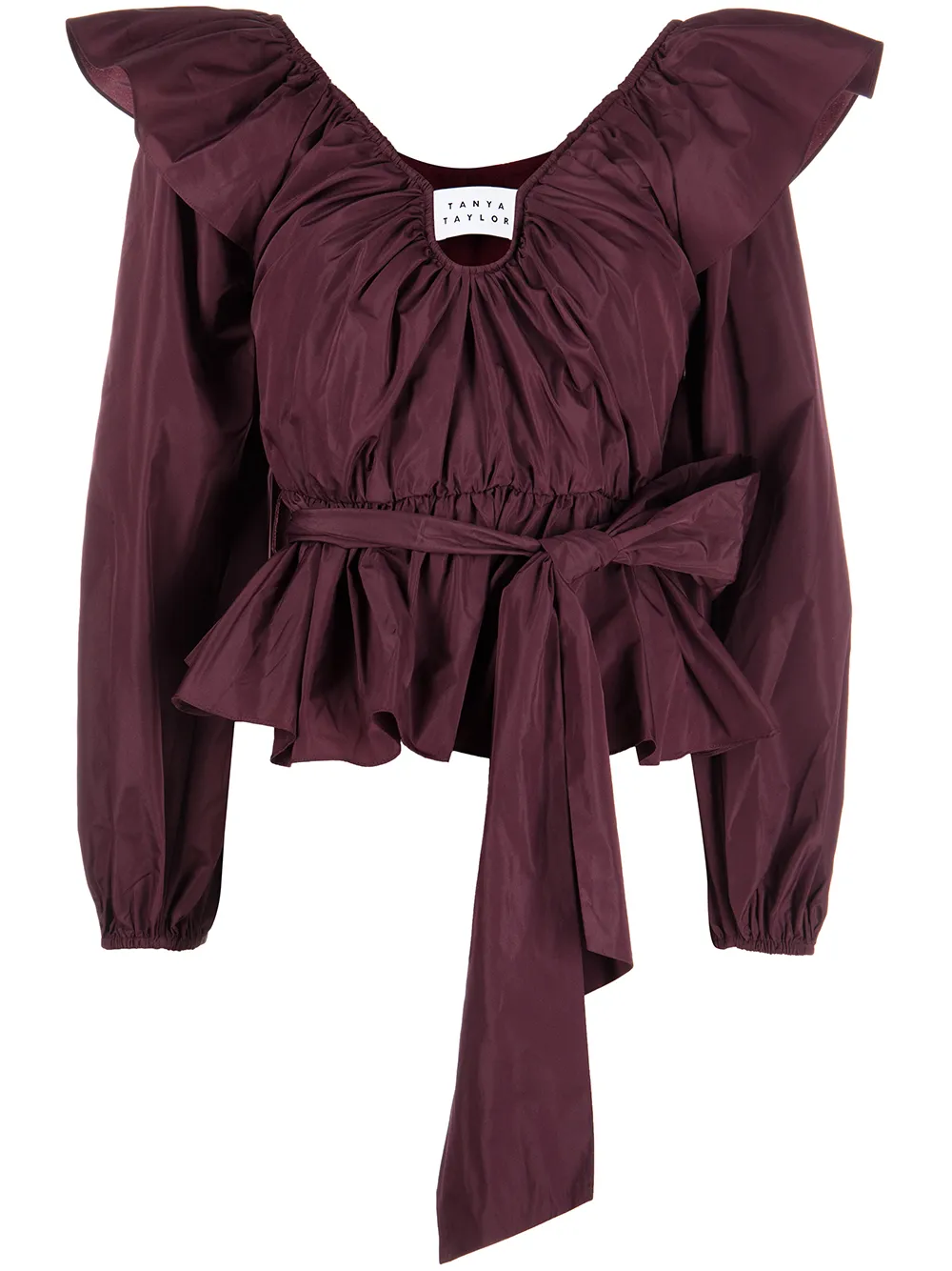 

Tanya Taylor Sheila ruffle-detail self-tie blouse - Red