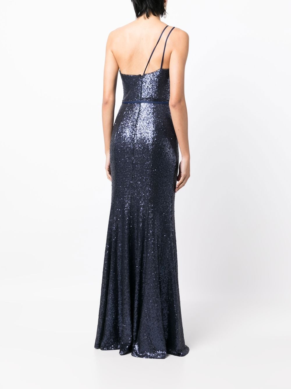 Shop Marchesa Notte Bridesmaids Sequin-embellished One-shoulder Gown In Blue