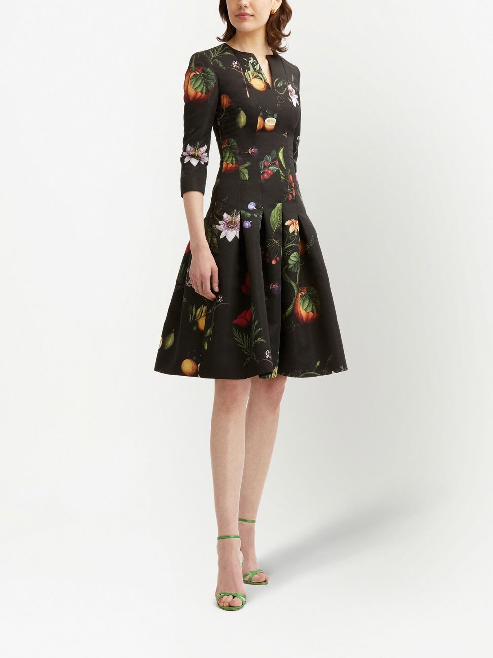 Oscar de la Renta Jurk met bloemenprint - Zwart