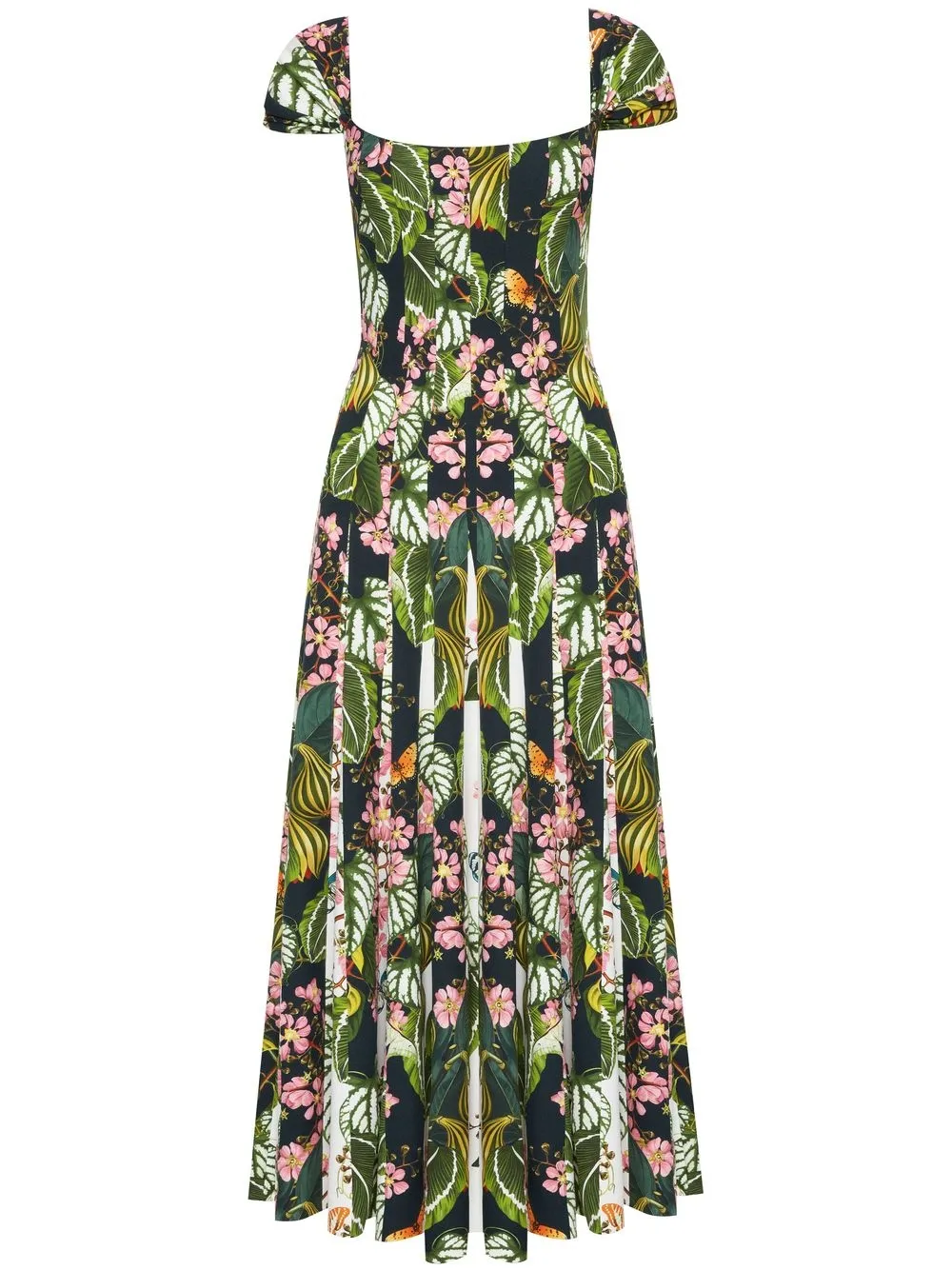 

Oscar de la Renta Mixed Botanical-print midi dress - Blue