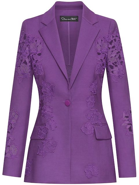 Oscar de la Renta lace-insert tailored blazer