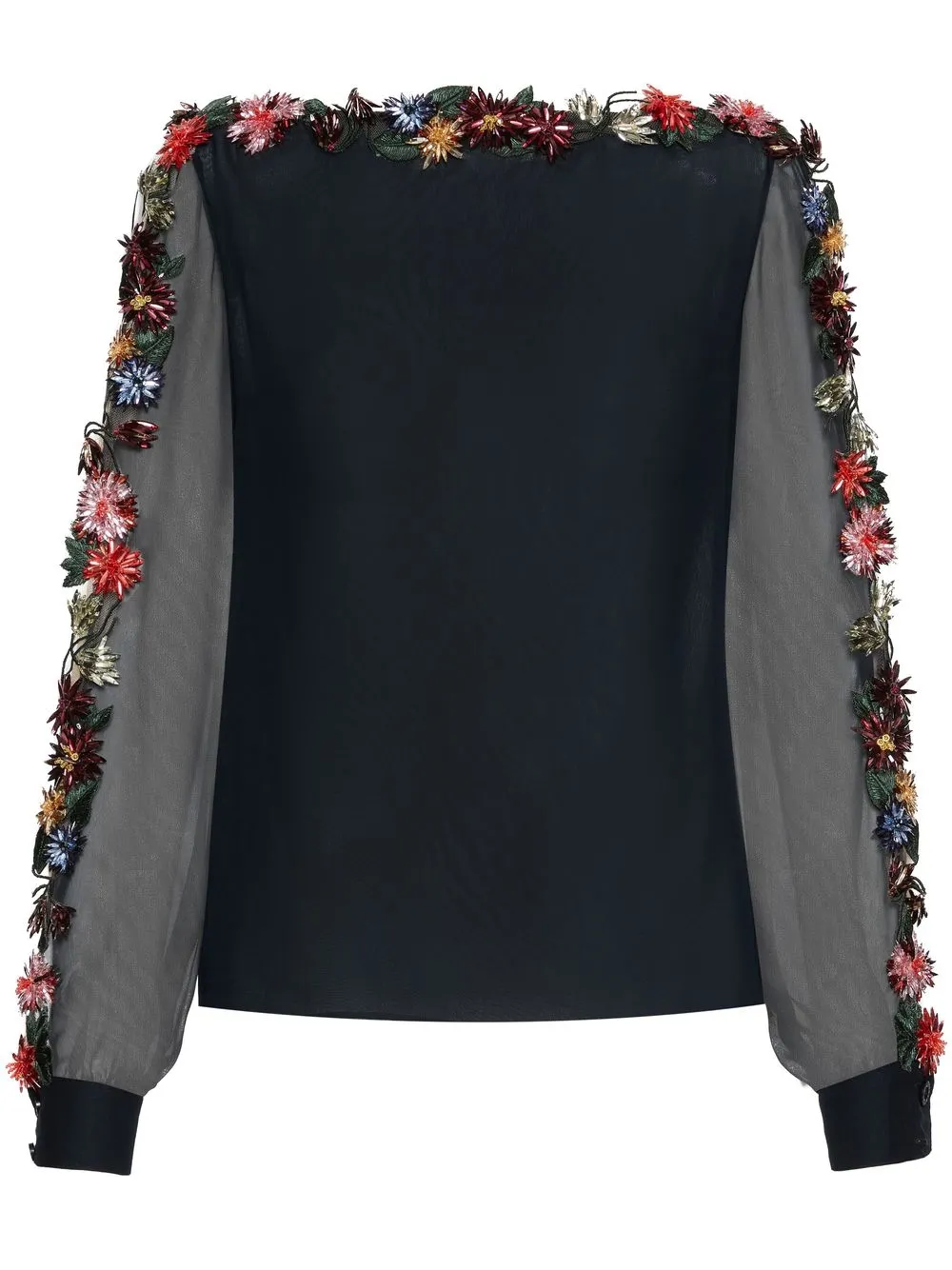 

Oscar de la Renta floral-appliqué long-sleeve blouse - Blue