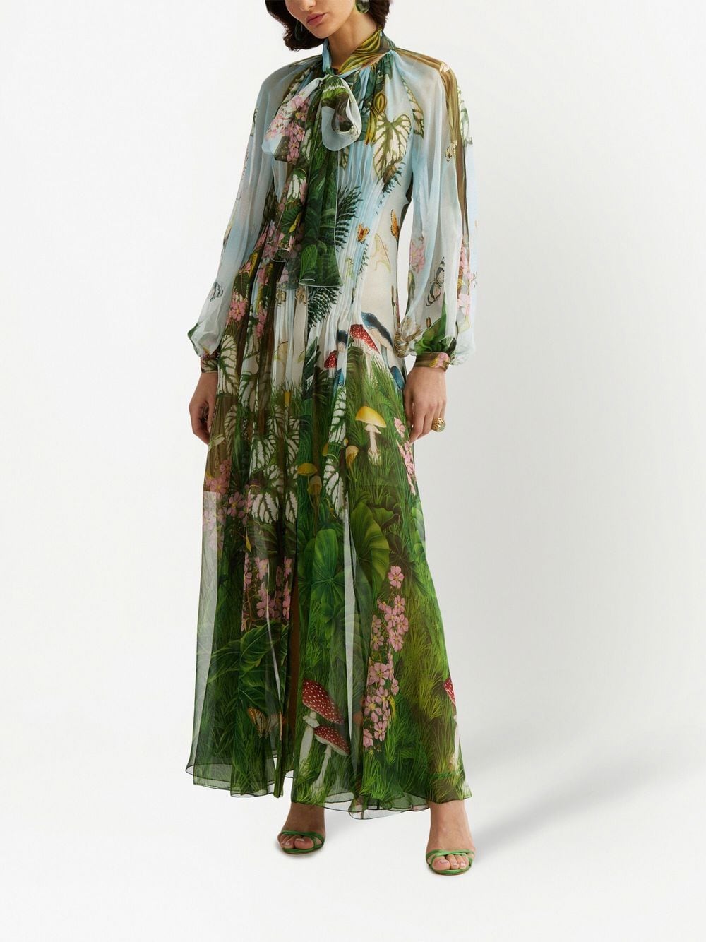 Shop Oscar De La Renta Floral-print Maxi Dress In Green