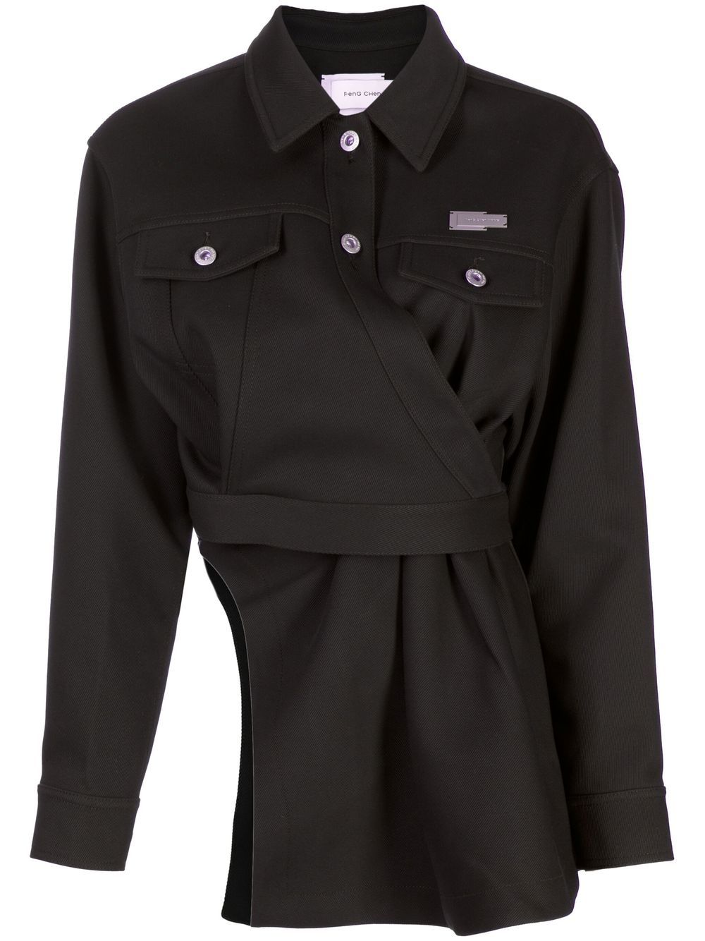 

Feng Chen Wang chest logo-plaque detail jacket - Black