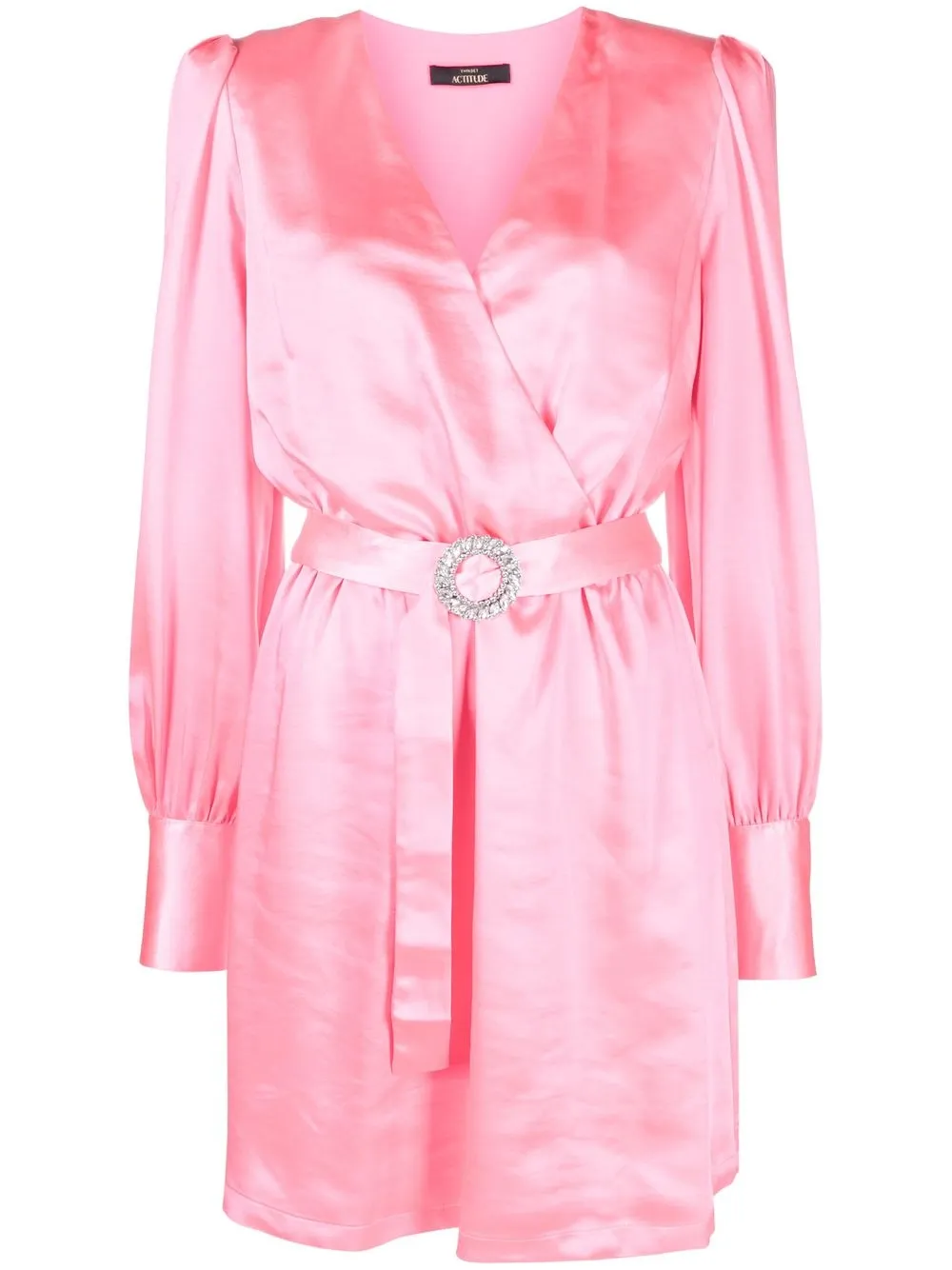 

TWINSET vestido metalizado con cuello en V - Rosado