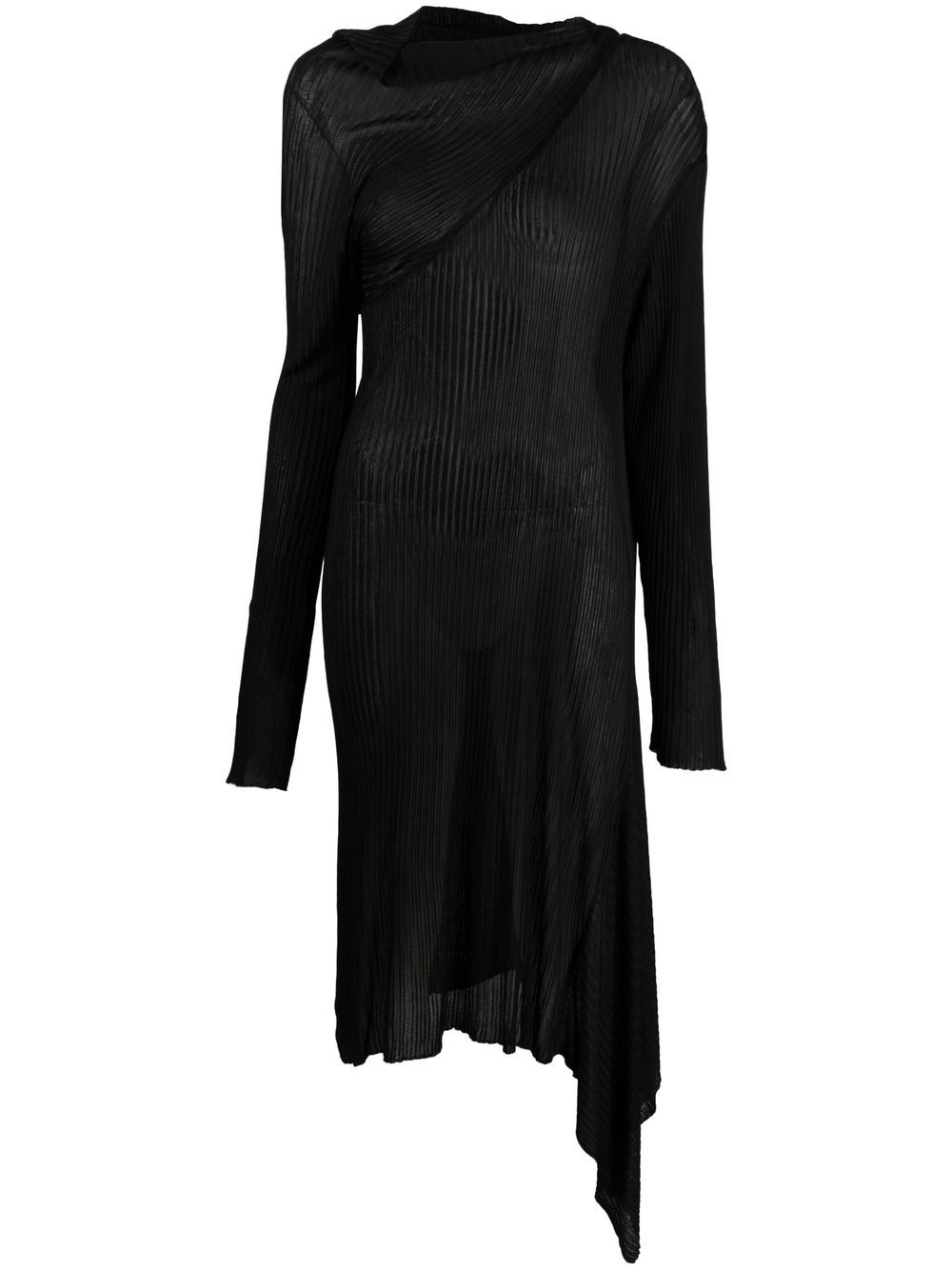 ribbed-knit asymmetric dress