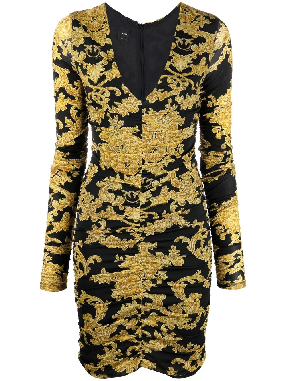

PINKO ruched baroque-print dress - Yellow