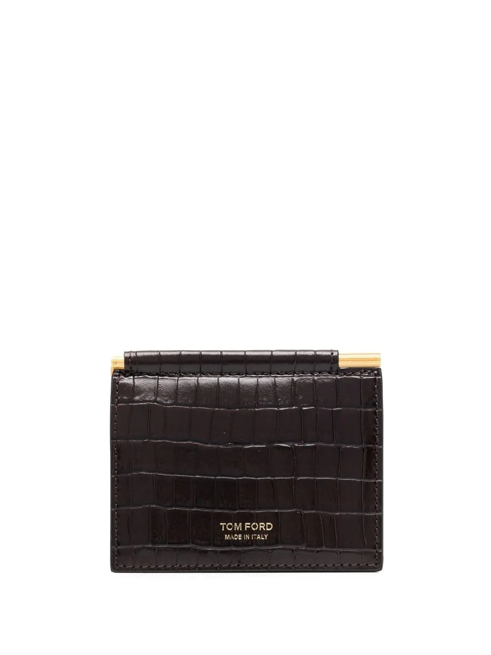 

TOM FORD bii-fold crocodile-embossed wallet - Brown